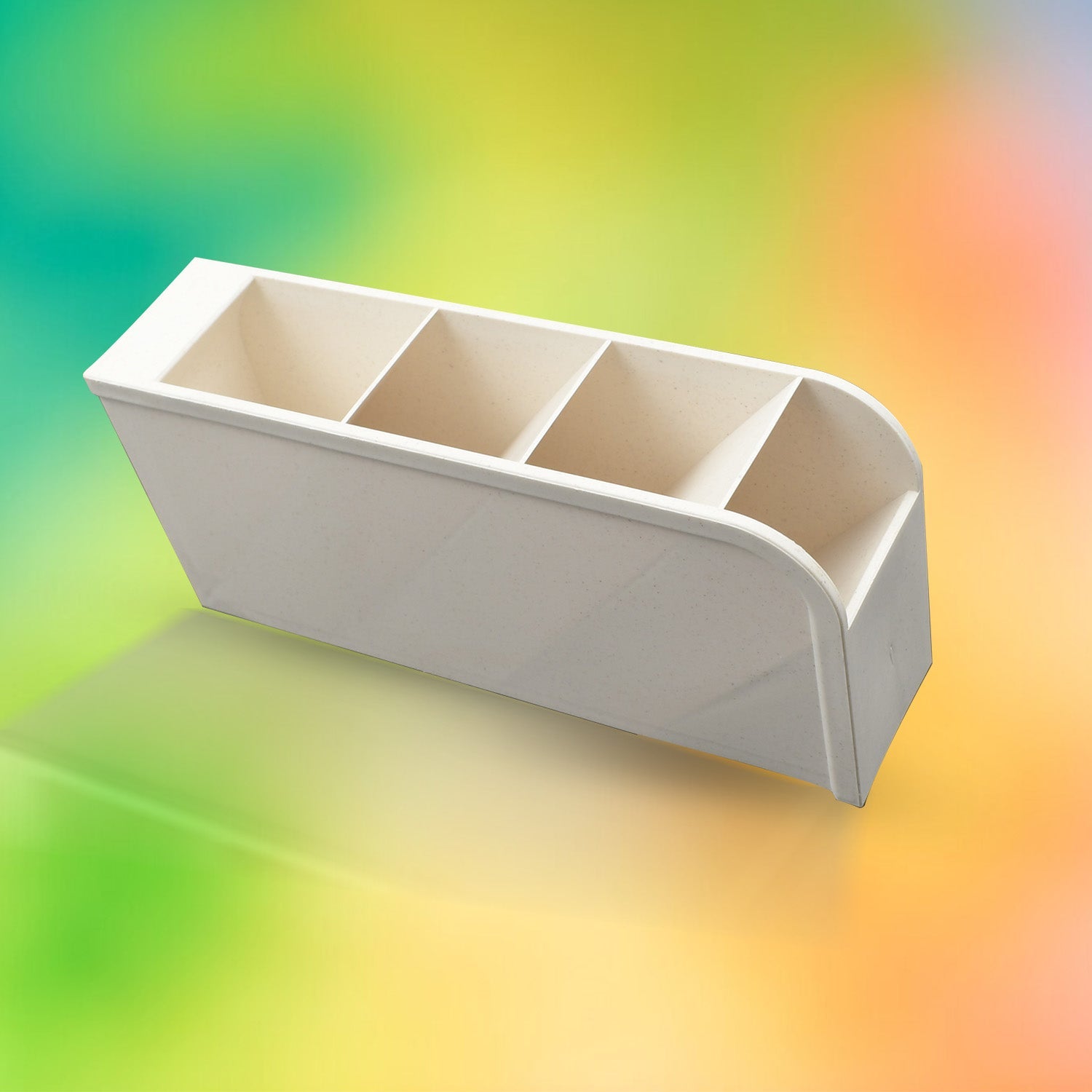 Plastic 4 Compartment Office Desktop Storage Box, Pen Pencil Stand/Holder Stationary Organizer, Plastic Desktop Stationary Organizer For School Plastic 4 Compartment Office Desktop Storage Box, Pen Pencil Stand/Holder Stationary Organizer, Plastic Desktop Stationary Organizer For School
